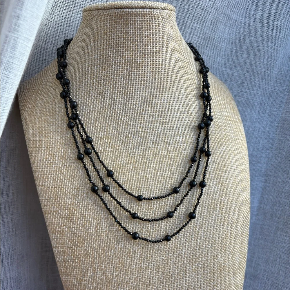 Sparkly black‎ spinel sterling silver necklace